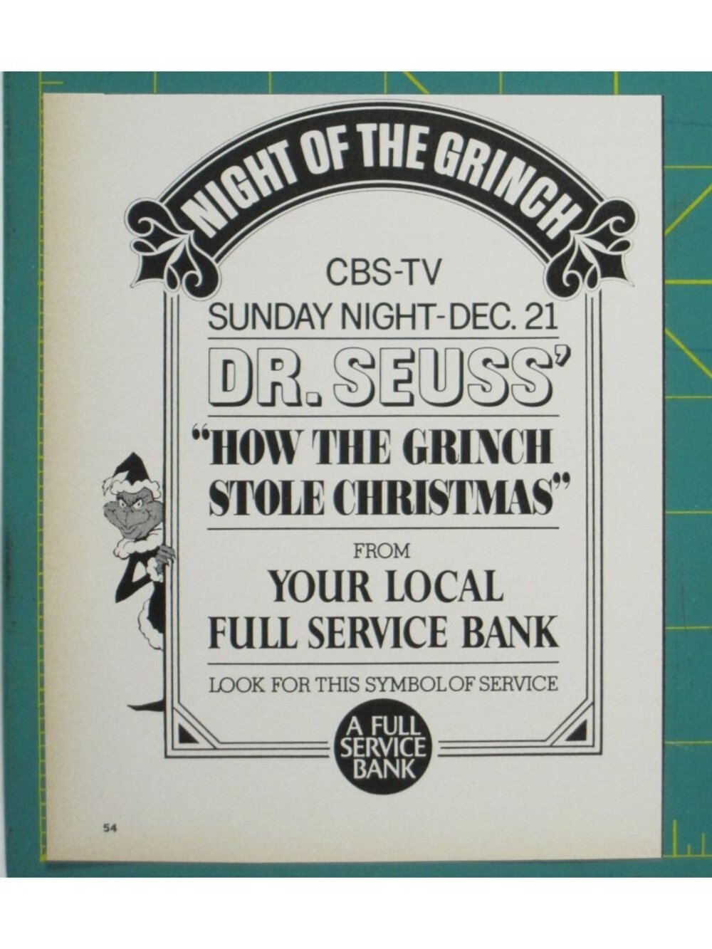 Print Ad Night Of The Grinch CBS TV Dr Seuss How The Grinch Stole Christmas 1969